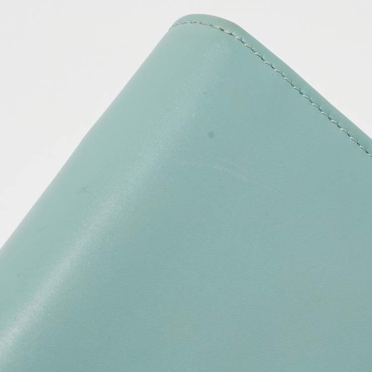 Pre Owned Valentino Light Blue Leather Roman Stud Flap Continental Wallet