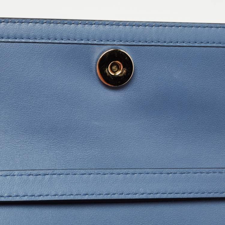 Pre Owned Valentino Light Blue Leather Small Jewel Embellished VSling Top Handle Bag