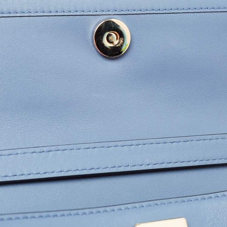 Pre Owned Valentino Light Blue Leather Small Jewel Embellished VSling Top Handle Bag