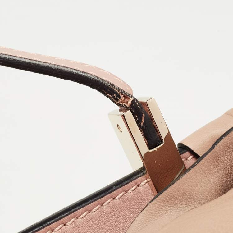Pre Owned Valentino Light Pink/Beige Leather Aphrodite Bow Top Handle Bag