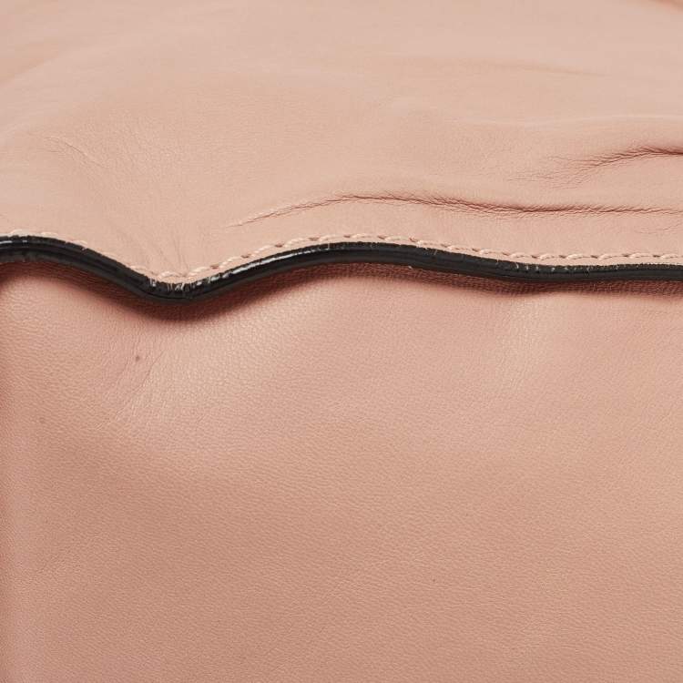 Pre Owned Valentino Light Pink/Beige Leather Aphrodite Bow Top Handle Bag