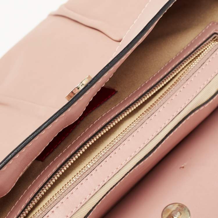 Pre Owned Valentino Light Pink/Beige Leather Aphrodite Bow Top Handle Bag