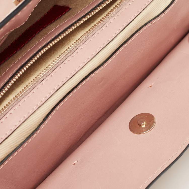 Pre Owned Valentino Light Pink/Beige Leather Aphrodite Bow Top Handle Bag
