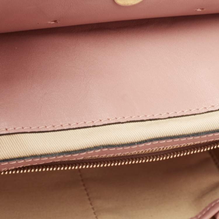 Pre Owned Valentino Light Pink/Beige Leather Aphrodite Bow Top Handle Bag