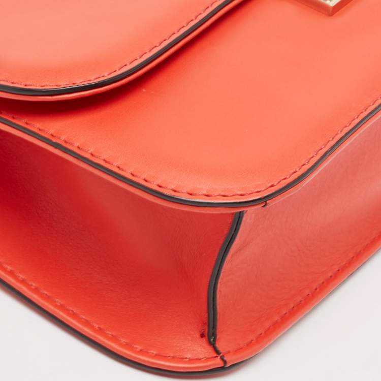 Pre Owned Valentino Red Leather Medium Rockstud Glam Lock Flap Bag