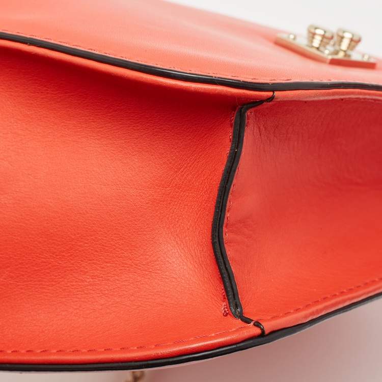 Pre Owned Valentino Red Leather Medium Rockstud Glam Lock Flap Bag