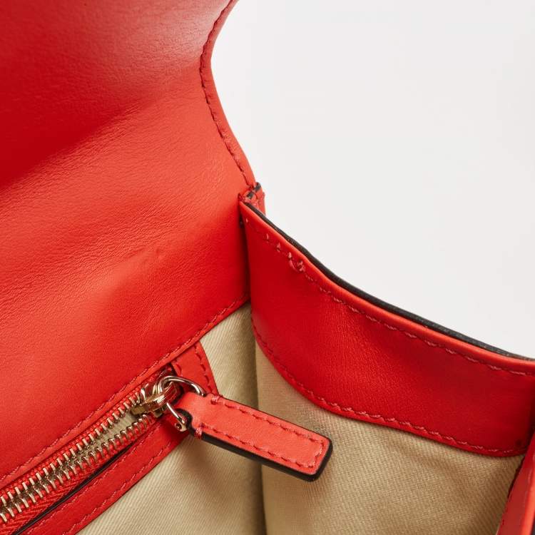Pre Owned Valentino Red Leather Medium Rockstud Glam Lock Flap Bag