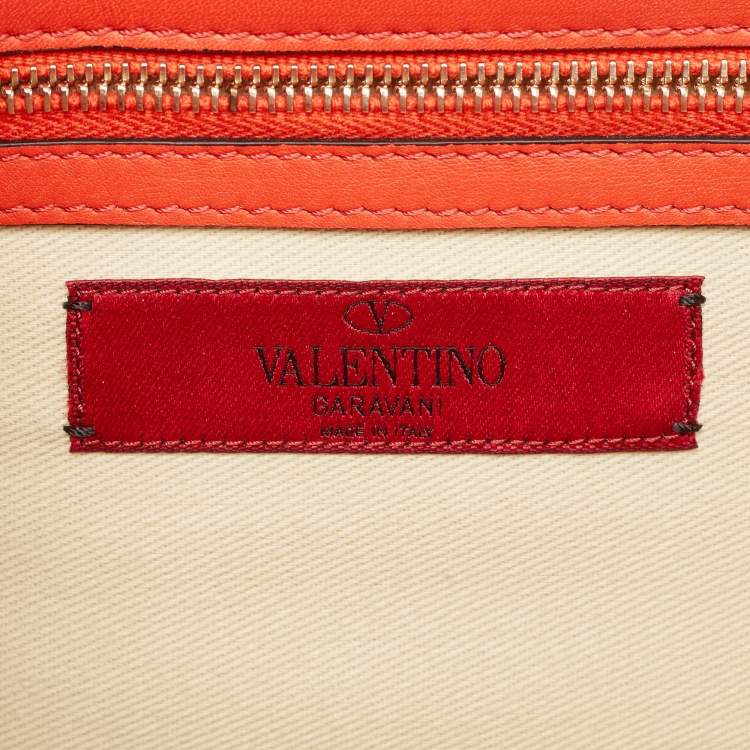 Pre Owned Valentino Red Leather Medium Rockstud Glam Lock Flap Bag