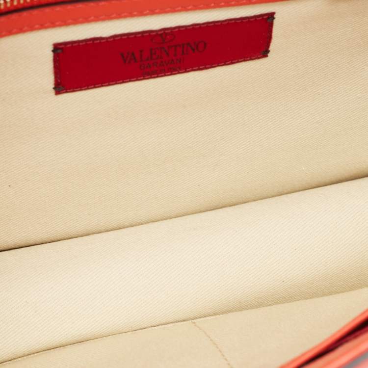 Pre Owned Valentino Red Leather Medium Rockstud Glam Lock Flap Bag