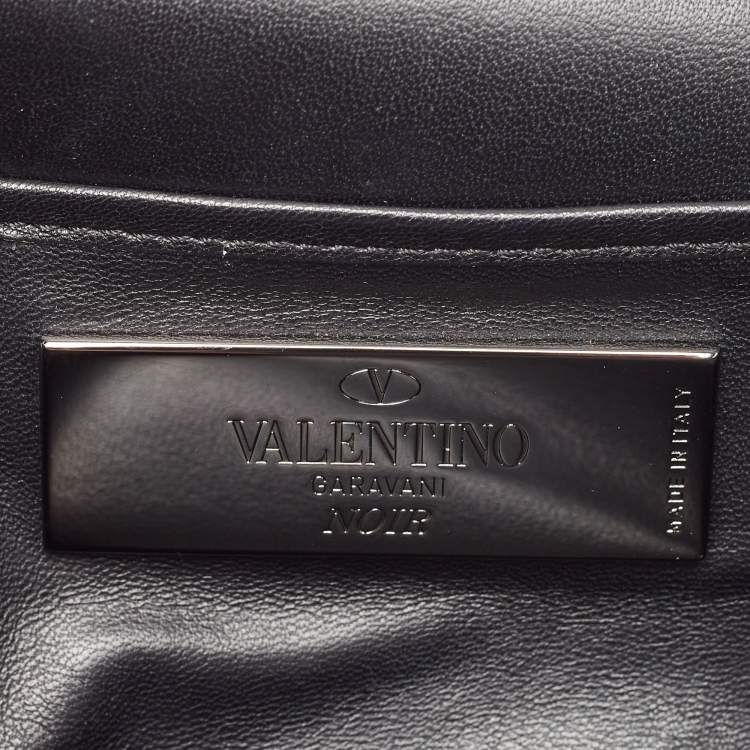 Pre Owned Valentino Black Leather Va Va Voom Crystals Clutch