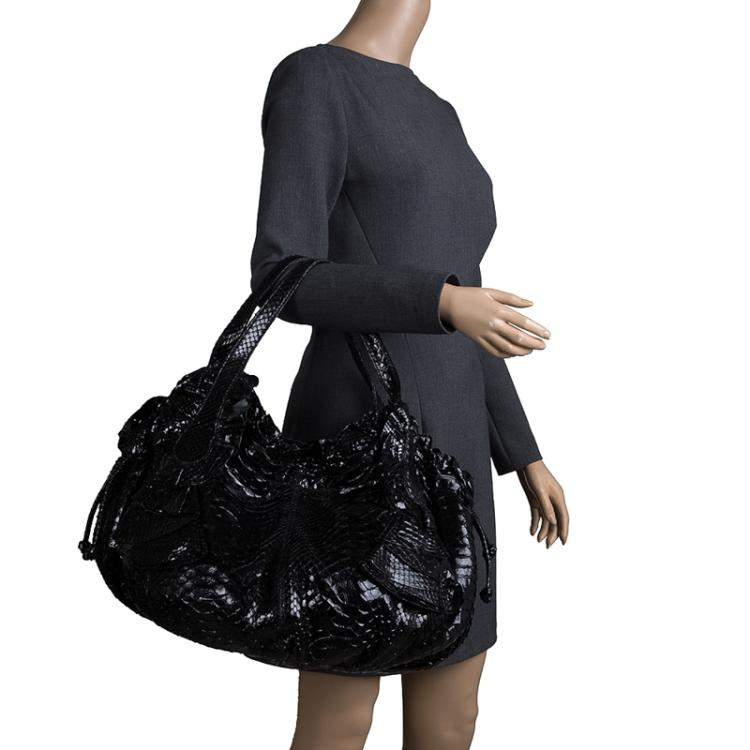 Pre Owned Valentino Black Python Hobo