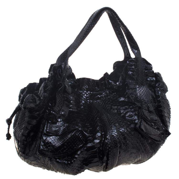 Pre Owned Valentino Black Python Hobo