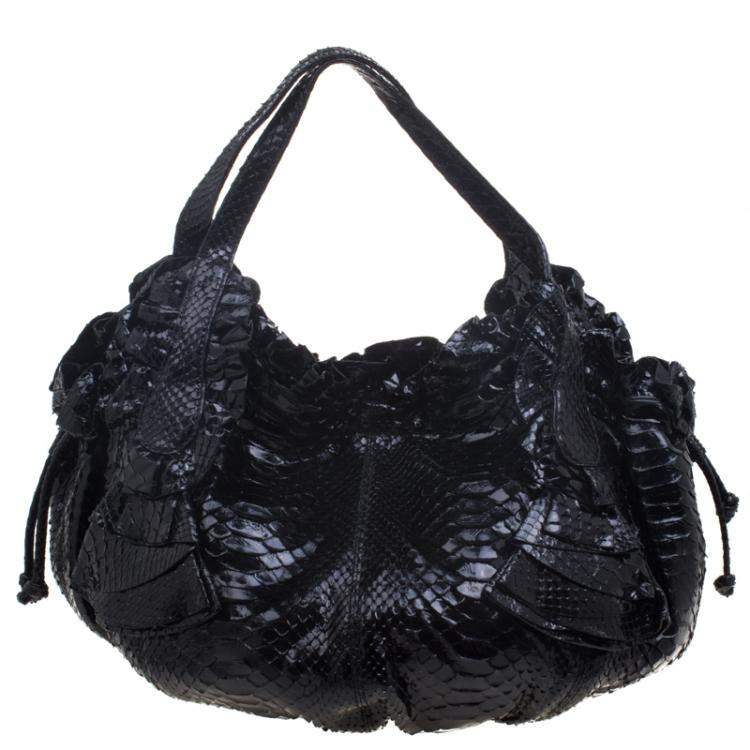 Pre Owned Valentino Black Python Hobo