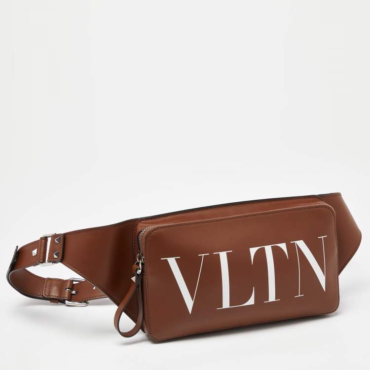 Pre Owned Valentino Brown Leather VLTN Belt Bag