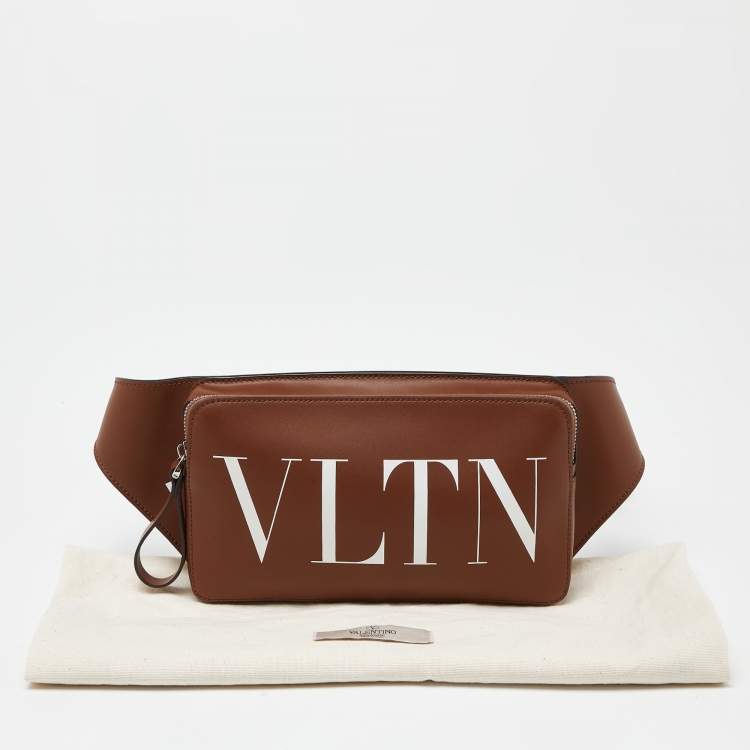 Pre Owned Valentino Brown Leather VLTN Belt Bag