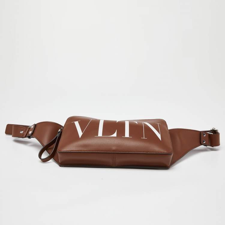 Pre Owned Valentino Brown Leather VLTN Belt Bag