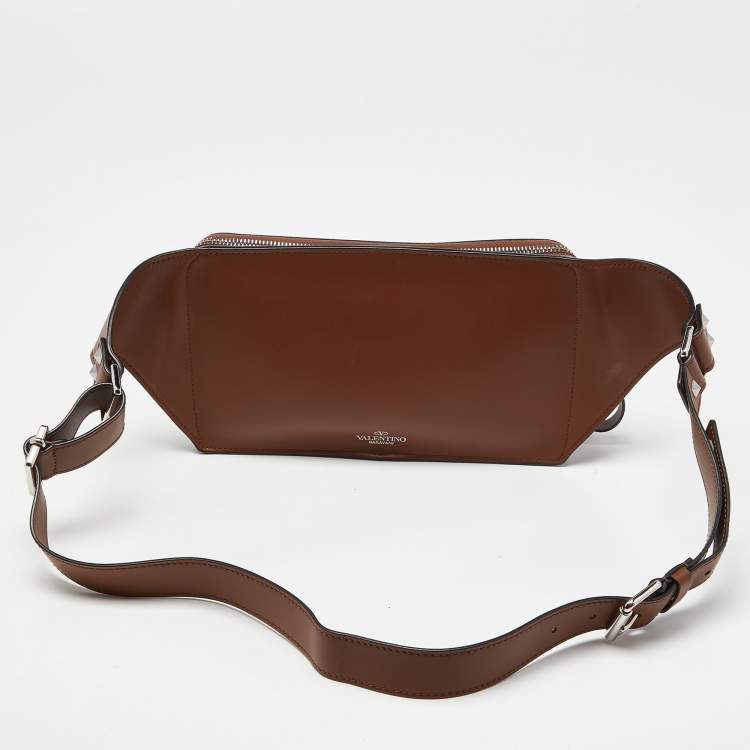 Pre Owned Valentino Brown Leather VLTN Belt Bag
