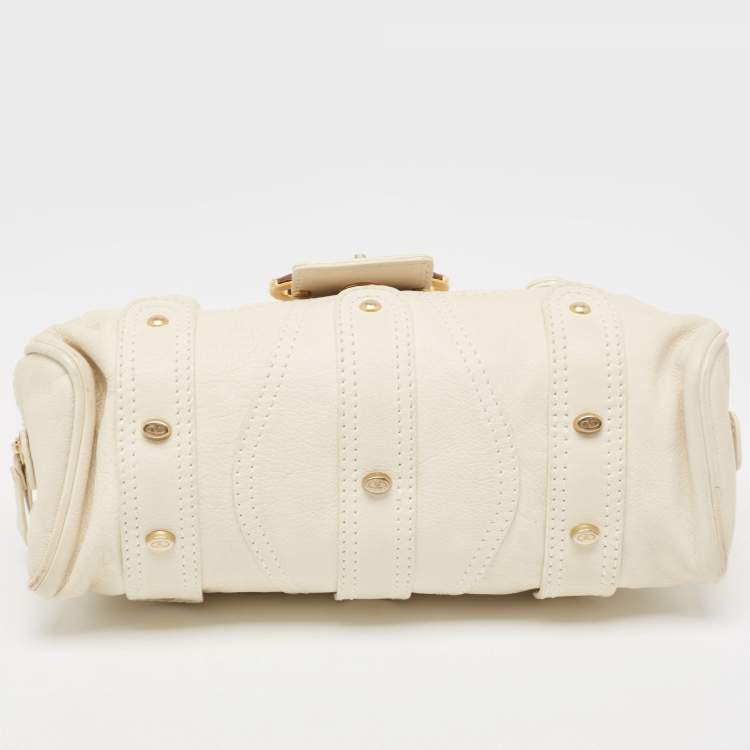 Pre Owned Valentino Off White Leather Mini Catch Satchel