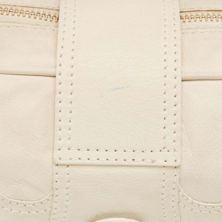 Pre Owned Valentino Off White Leather Mini Catch Satchel