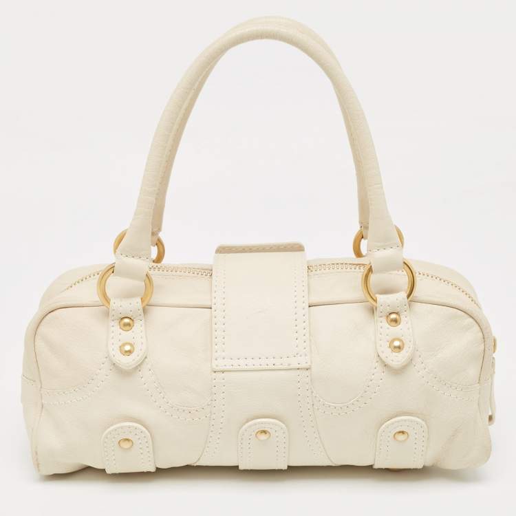 Pre Owned Valentino Off White Leather Mini Catch Satchel