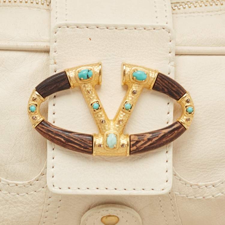 Pre Owned Valentino Off White Leather Mini Catch Satchel