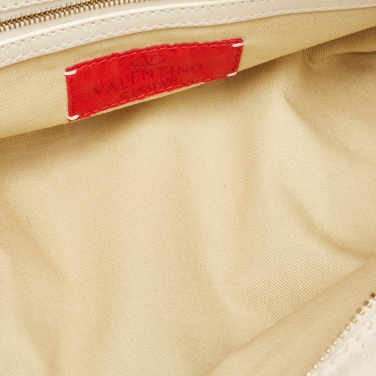 Pre Owned Valentino Off White Leather Mini Catch Satchel