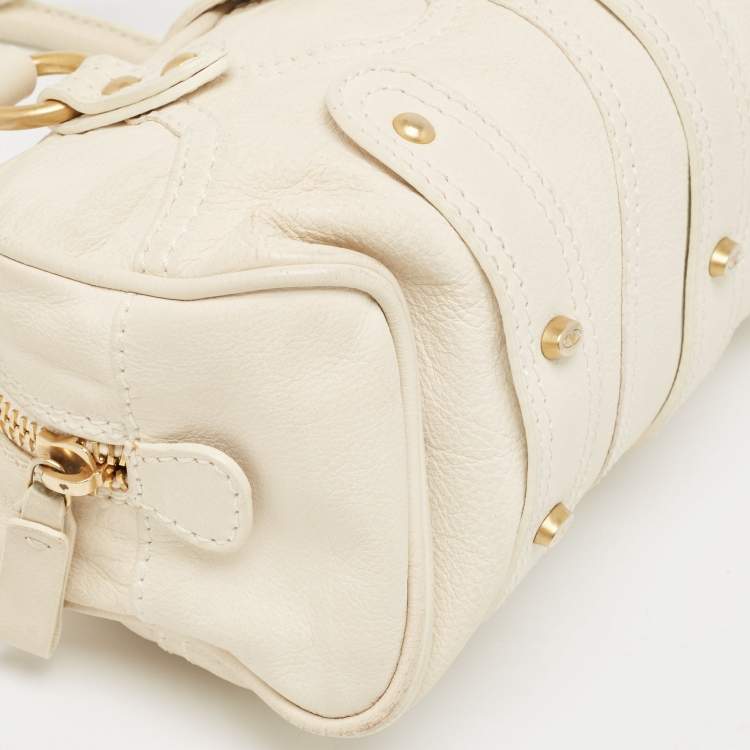 Pre Owned Valentino Off White Leather Mini Catch Satchel