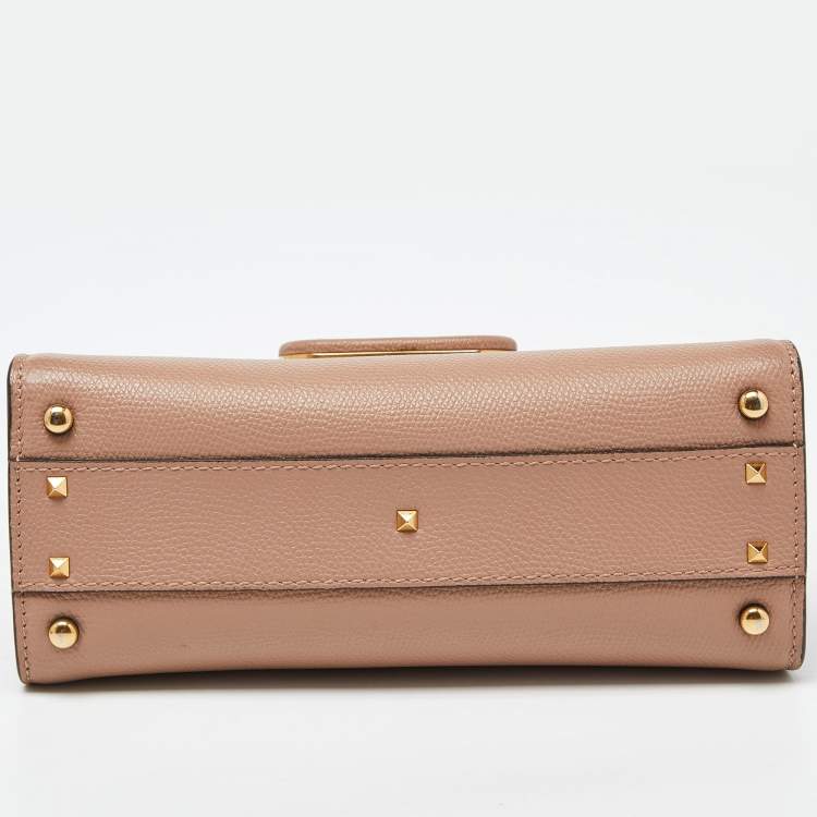 مملوكة مسبقًا Valentino Beige Leather Small VSling Top Handle Bag