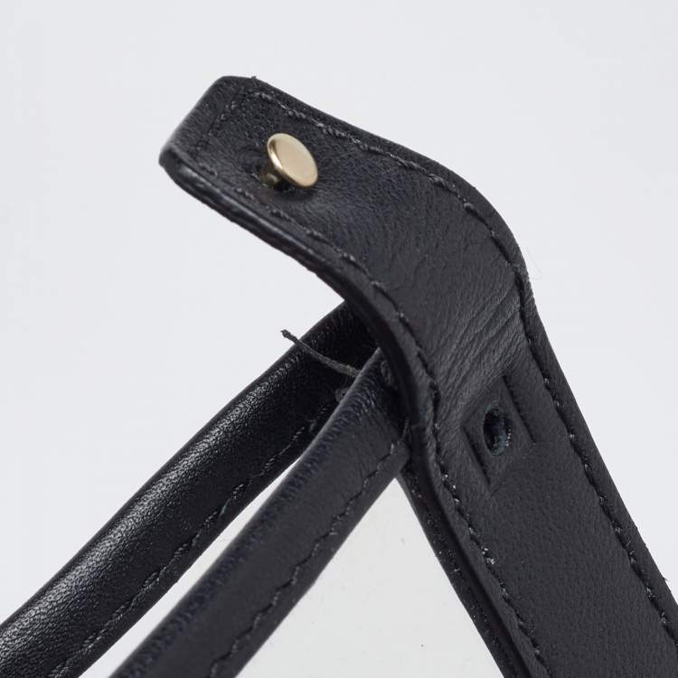 Pre Owned Valenitno Transparent/Black PVC and Leather VLTN Shopper Tote