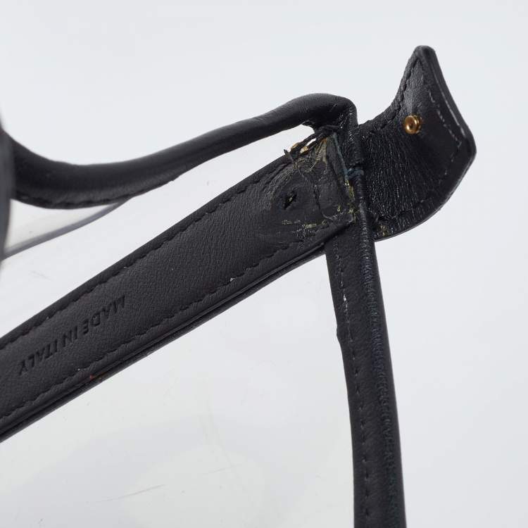 Pre Owned Valenitno Transparent/Black PVC and Leather VLTN Shopper Tote