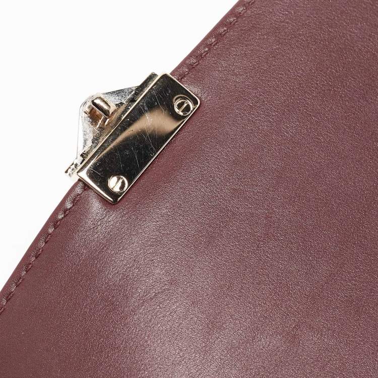 Pre Owned Valentino Burgundy Leather Medium Rockstud Glam Lock Flap Bag