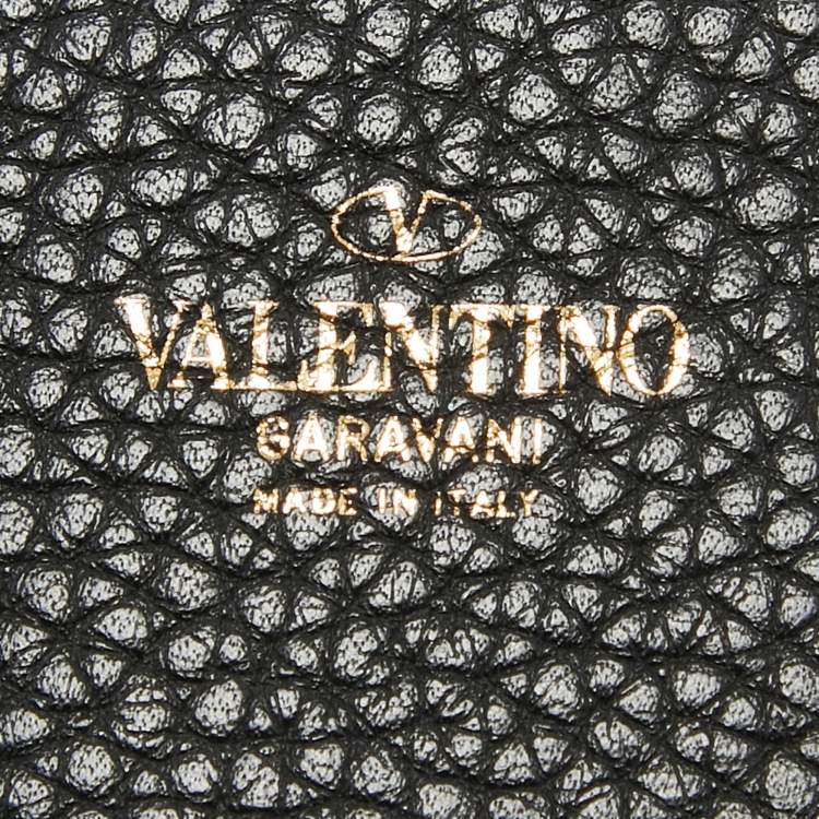 Pre Owned Valentino Black Leather Rockstud Flap Organizer Clutch