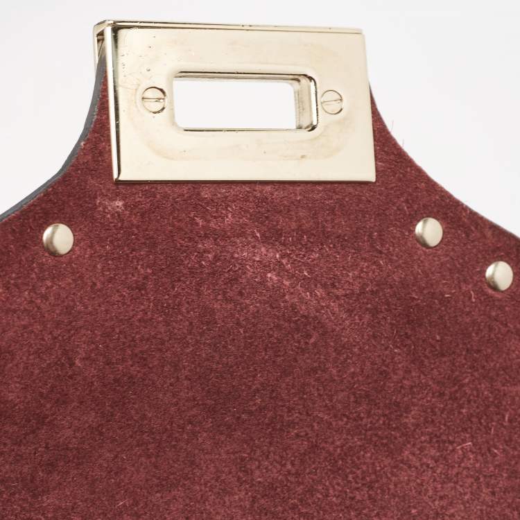 Pre Owned Valentino Burgundy Leather Rockstud Flap Crossbody Bag