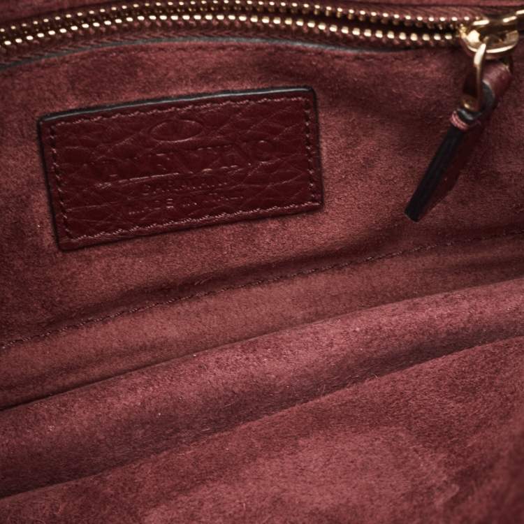 Pre Owned Valentino Burgundy Leather Rockstud Flap Crossbody Bag