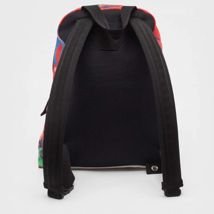 Pre Owned Valentino Multicolor Camo Print Nylon VLTN Logo Backpack
