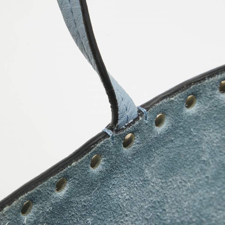 مملوكة مسبقًا Valentino Light Blue Leather Rockstud Tote