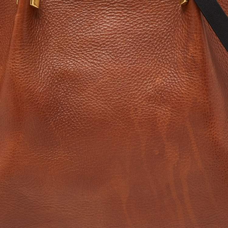 Pre Owned Valentino Brown/Black Leather Medium VLOGO Escape Tote