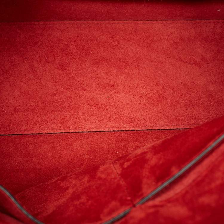 Pre Owned Valentino Red Leather My Rockstud Beaded Top Handle Bag