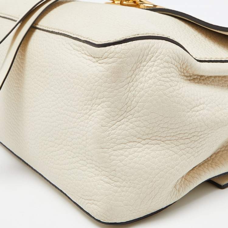 مملوكة مسبقًا Valentino Cream Leather Vring Flap Top Handle Bag