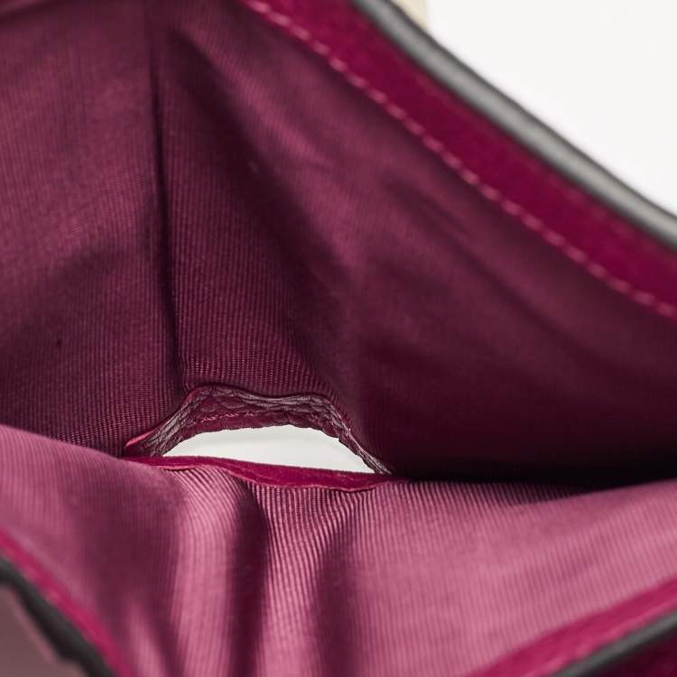 Pre Owned Valentino Magenta Leather Rockstud Flap Compact Wallet