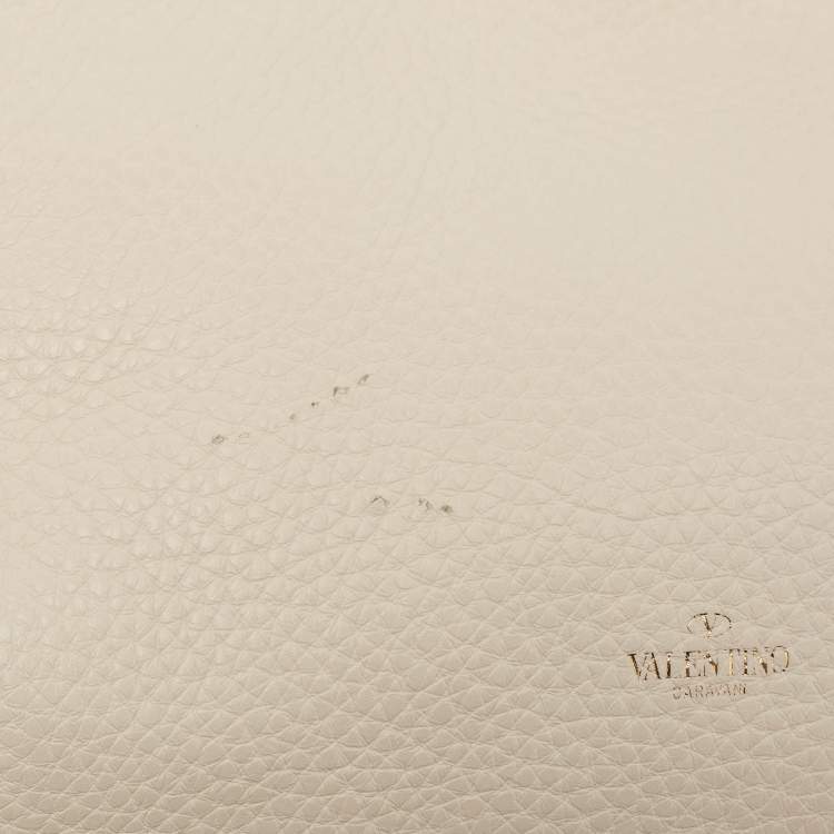 Pre Owned Valentino Off White Leather Small Rockstud Hobo