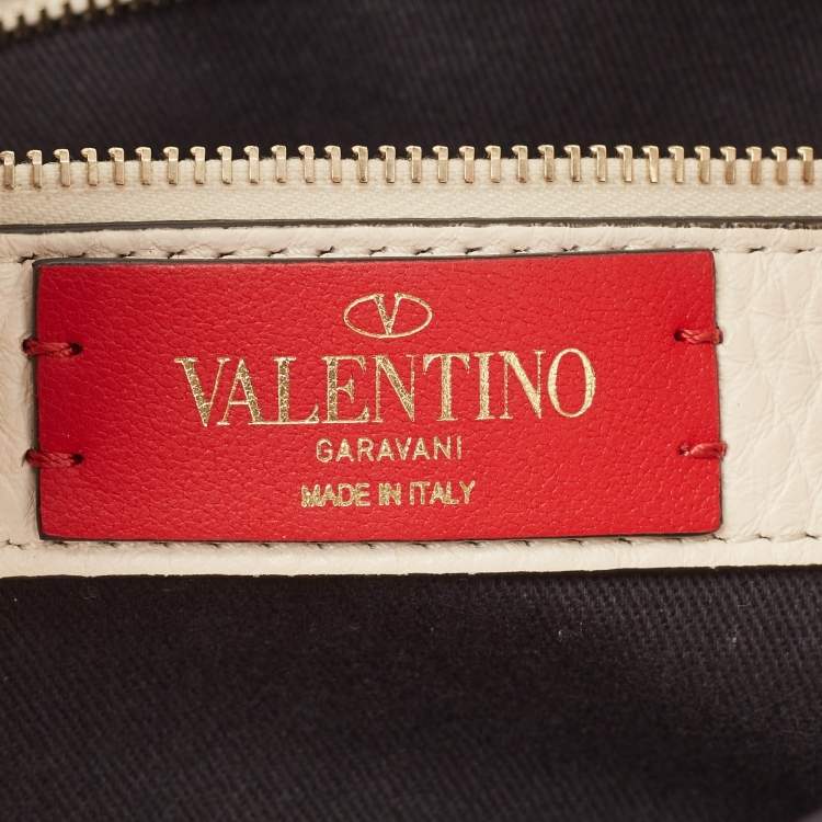 Pre Owned Valentino Off White Leather Small Rockstud Hobo
