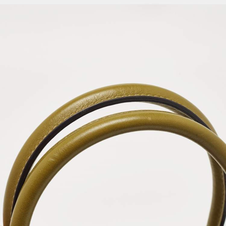 Pre Owned Valentino Olive Green Leather Small Rockstud Trapeze Tote