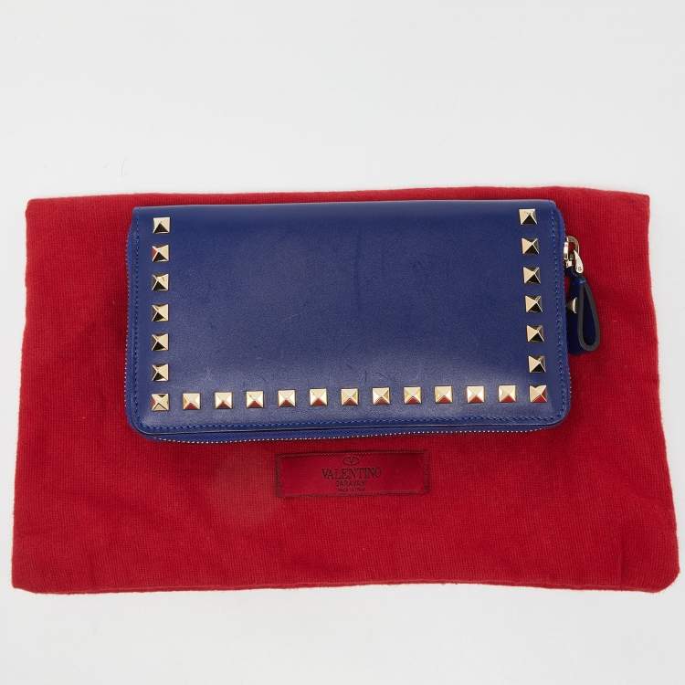 Pre Owned Valentino Blue Leather Rockstud Trapeze Tote with Wallet