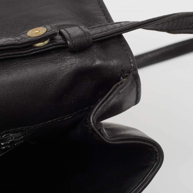 Pre Owned Valentino Black/Red Leather Logo Embossed Oversized Clutch Bag
