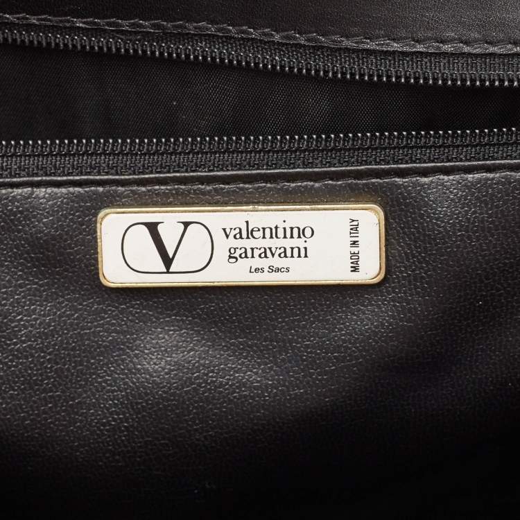 Pre Owned Valentino Black/Red Leather Logo Embossed Oversized Clutch Bag