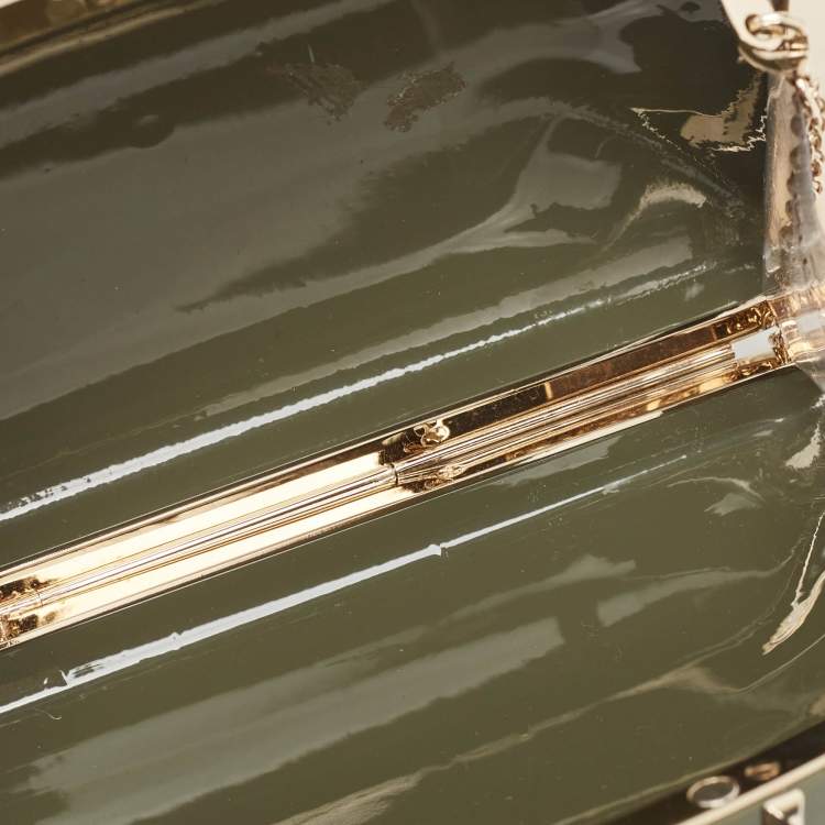 Pre Owned Valentino Dark Grey Plexiglass Rockstud In The Clutch