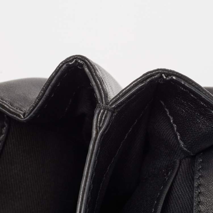 Pre Owned Valentino Black Leather Bow Flap Chain Clucth
