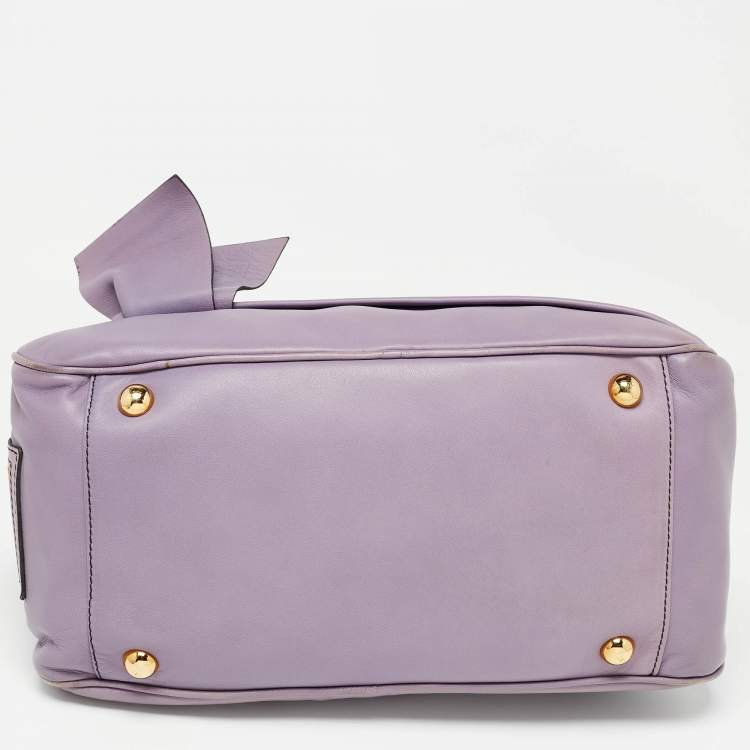 Pre Owned Valentino Purple Leather Bow Satchel