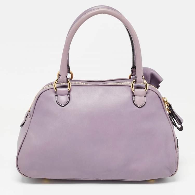 Pre Owned Valentino Purple Leather Bow Satchel